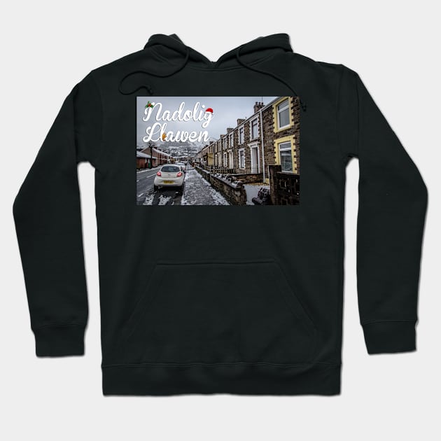 Nadolig Llawen - Snowy Street Hoodie by SimplyMrHill